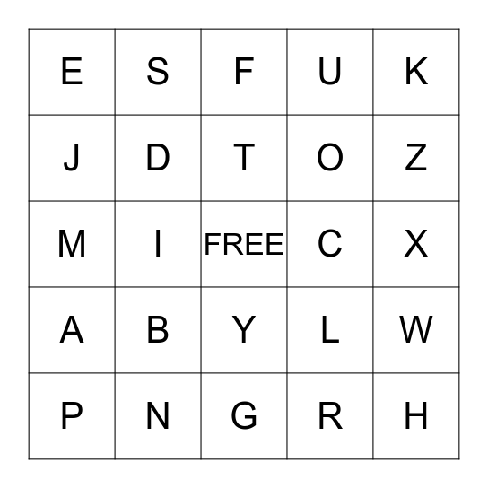 Alphabet Bingo Card