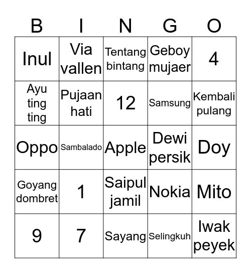 Devano Bingo Card