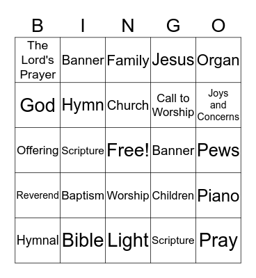 CCSG Worship BINGO Card