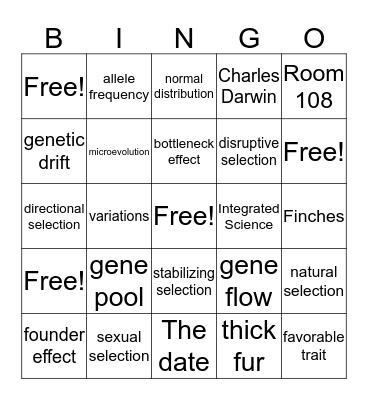 Biology Bingo Card