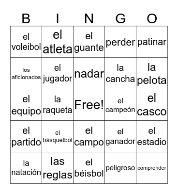 Los Deportes Bingo Card