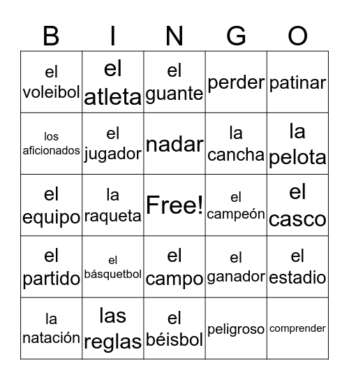 Los Deportes Bingo Card