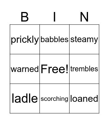 VOCABULARY BINGO Card