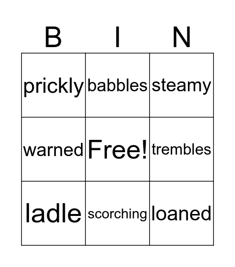 VOCABULARY BINGO Card