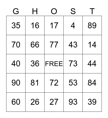 HALLOWEEN  Bingo Card