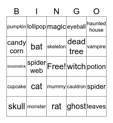 Halloween Bingo Card