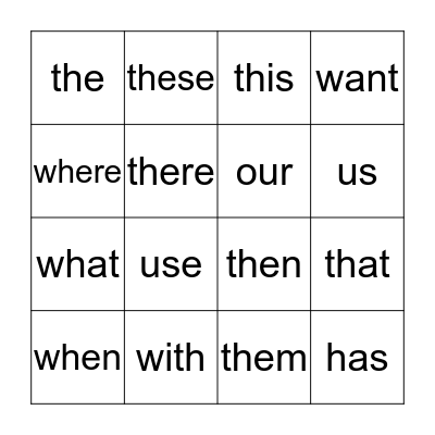PCI WORDS  wh-  and   th- Bingo Card