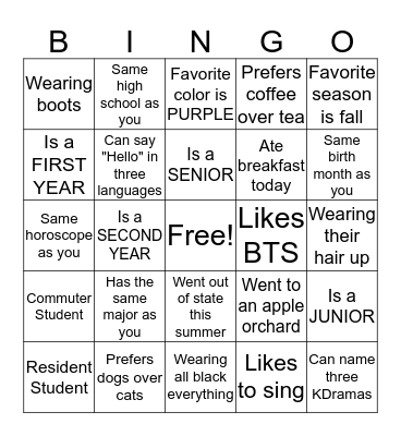 Fall Gathering BINGO Card
