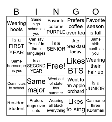 Fall Gathering BINGO Card