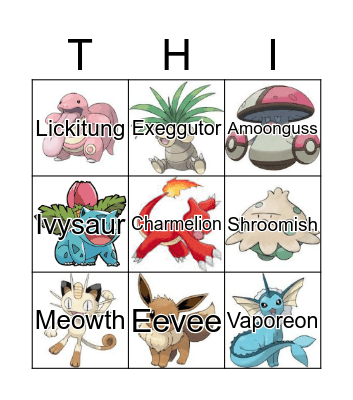 Pokemon 1 Bingo Card