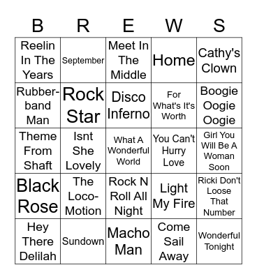 Boondocks Brews, Beats & Bingo Card