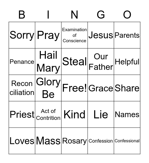 Reconciliation Bingo Card