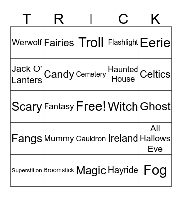 Happy Halloween Bingo Card