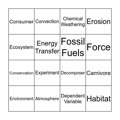 Scary Science Bingo  Bingo Card