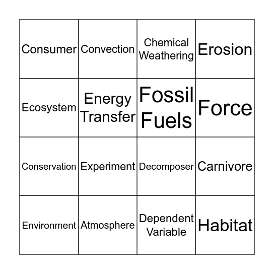 Scary Science Bingo  Bingo Card