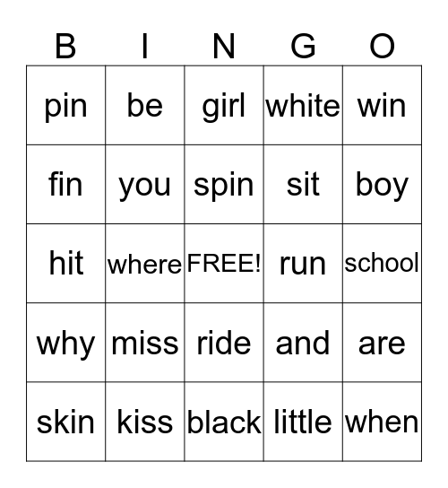 Week 4-short i Bingo Card