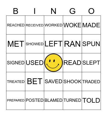 VERBS IN PAST  Bingo Card