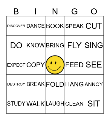 VERBS IN PAST  Bingo Card
