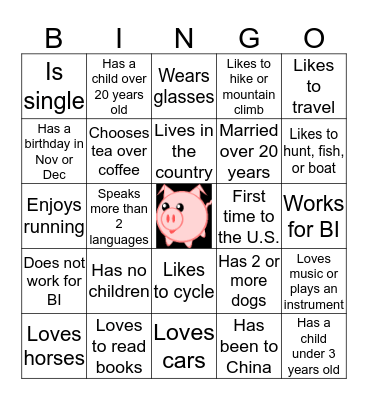 Swine Academy Bingo Card