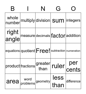 HALLOWEEN Math Bingo Card