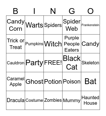 HALLOWEEN BINGO! Bingo Card