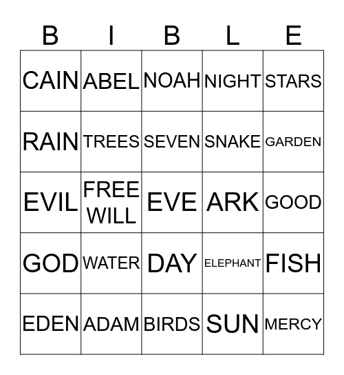 CREATION TO NOAH'S ARK Bingo Card
