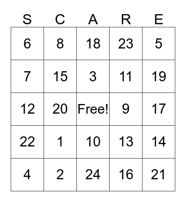 HAPPY HALLOWEEN Bingo Card