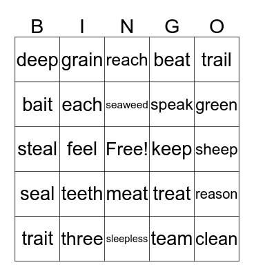 Phonics for Reading Level 2 (4-6) Bingo Card