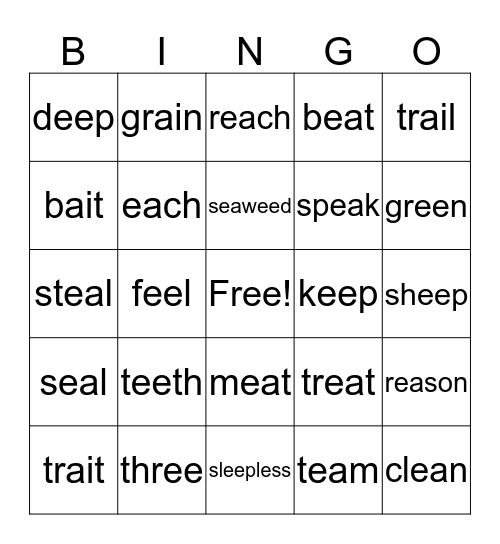 Phonics for Reading Level 2 (4-6) Bingo Card