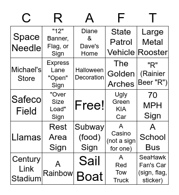 CRAFTY LADIES GETAWAY! Bingo Card