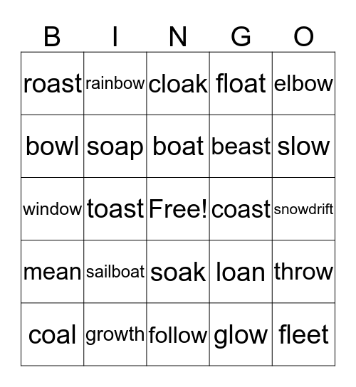 Phonics for Reading Level 2 (7-9) Bingo Card