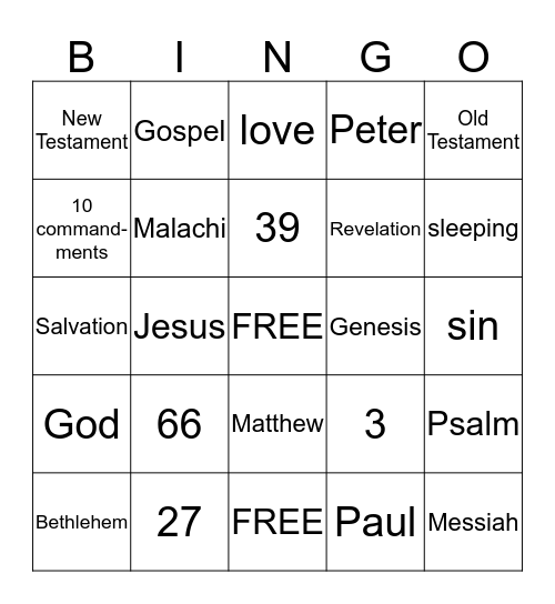 BIBLE BINGO Card