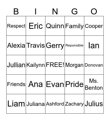 Room 8 Is Great! Bingo Card
