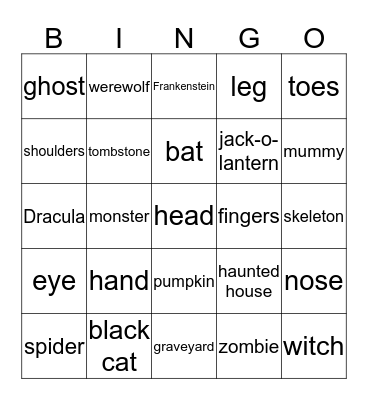 Halloween Bingo Card