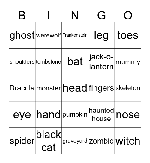 Halloween Bingo Card