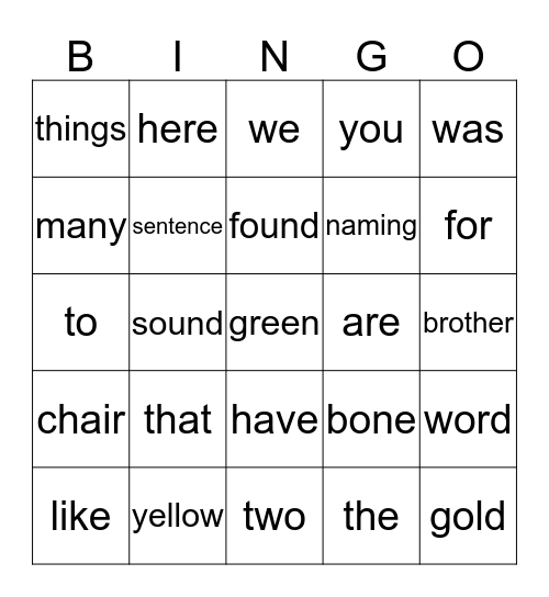 Reading Street 1.1 Bingo Card