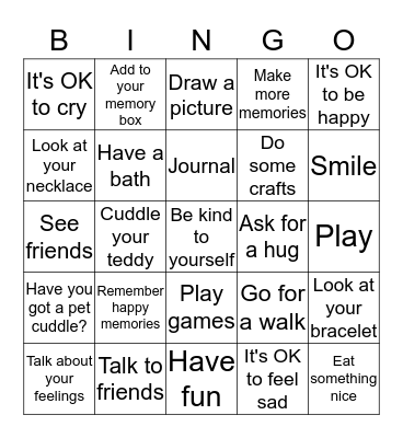 Memories Bingo Card