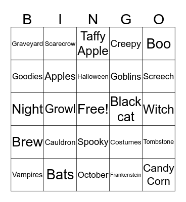Halloween Bingo  Bingo Card