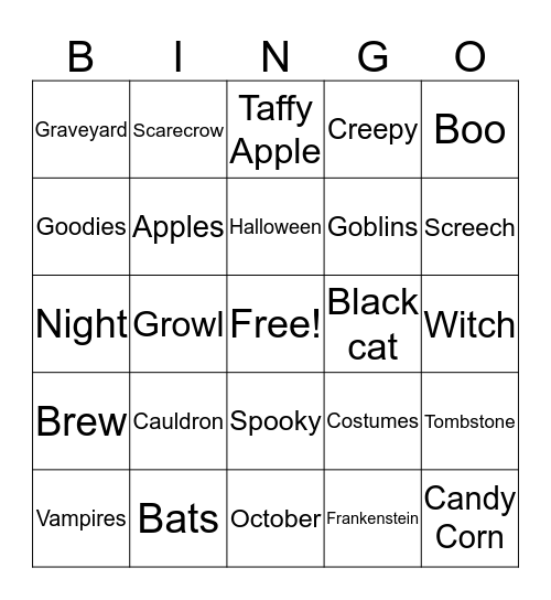 Halloween Bingo  Bingo Card