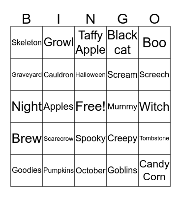 Halloween Bingo  Bingo Card