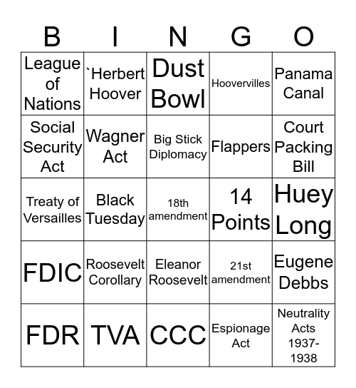 4.1, 4.2, 4.3 notes Bingo Card