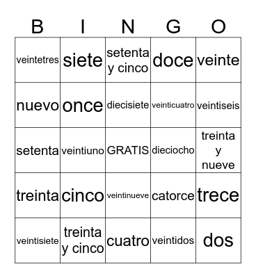 LILA - Bingo de Números Bingo Card