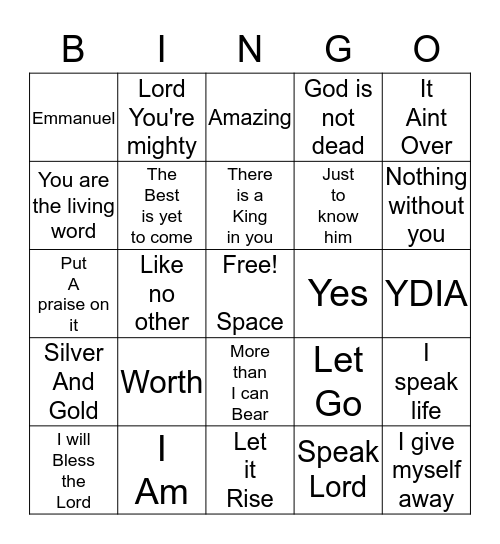 Gospel Bingo Card