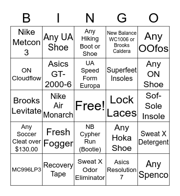 November Contest 1-30th Bingo Card