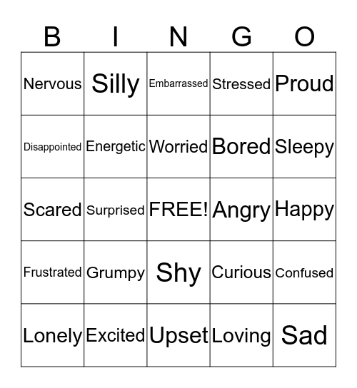 Emotional Bingo Card