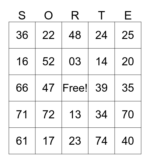 Web Toys Bingo Card