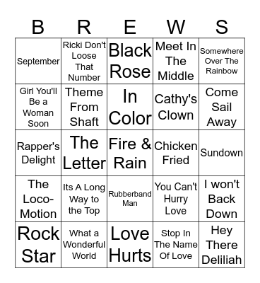 Boondocks Brews, Beats & Bingo Card