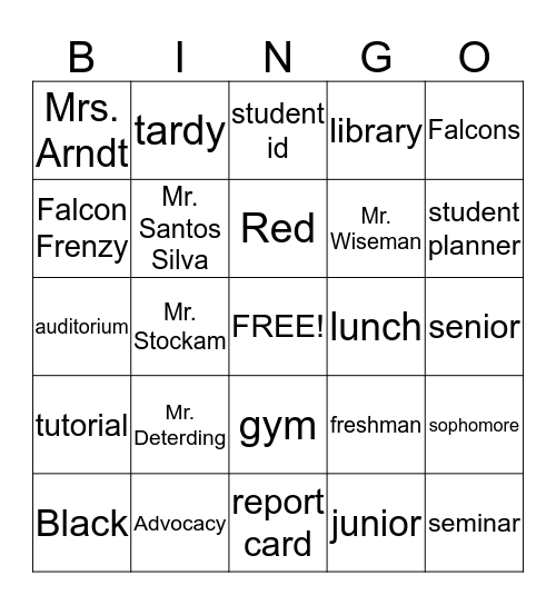 Advocacy Bingo Card