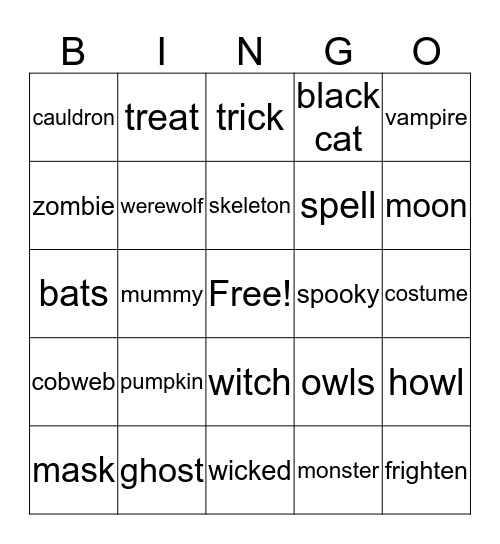 Halloween Bingo Card