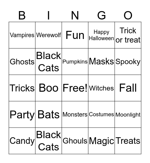 Halloween Bingo Card